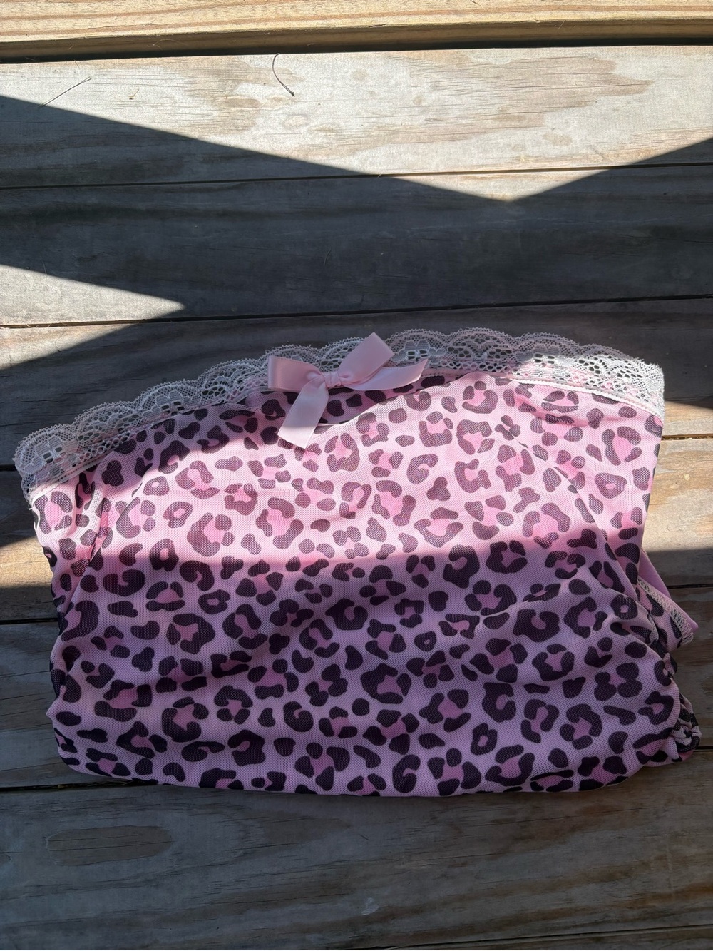 Pink Leopard Lace-Trim TUBE TOP with Bow - Picture 2 of 3